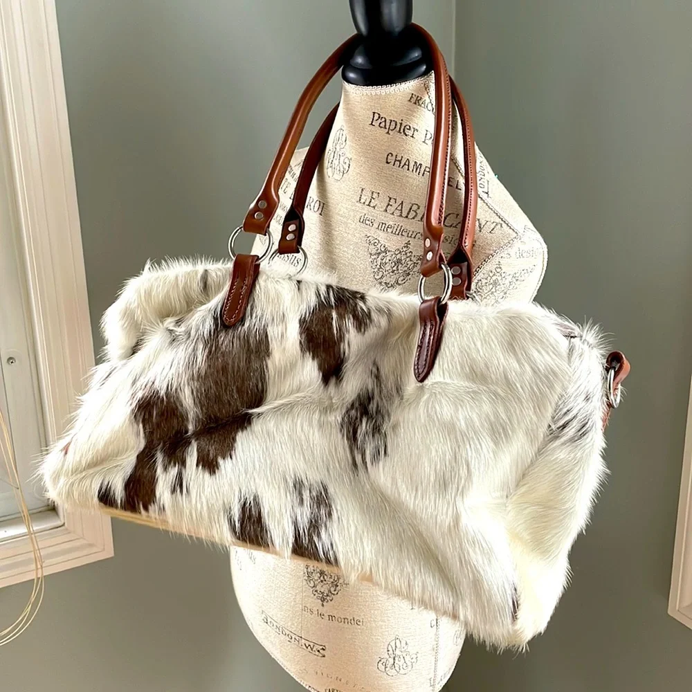 Cowhide‎ weekender bag tote, duffle